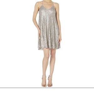 Laundry by Shelli Segal Women's Silver Sequin Trapeze Slip Dress Size 8